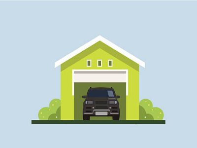 simple illustration of a car inside the garage